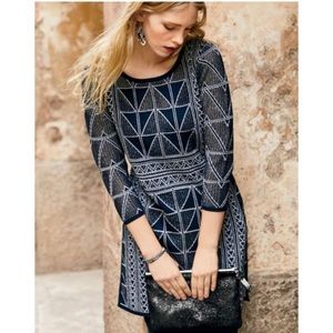 Peruvian Connection Delano Metallic Navy Tunic